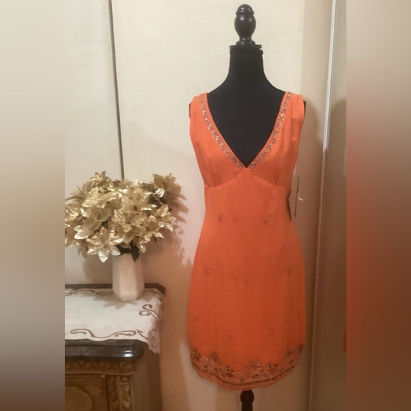 Rampage Dresses & Skirts - Rampage NWT Elegant Orange Sleeveless Dress with Rhinestones